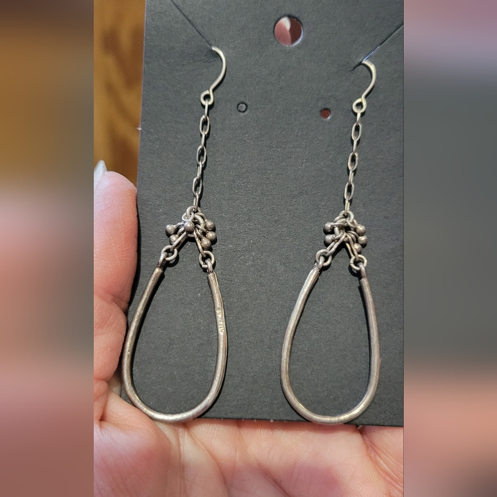 Vintage Sterling  Silver Drop Earrings